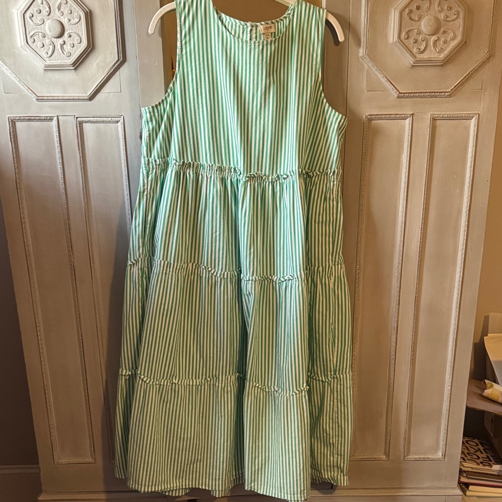J. Crew Green Striped Dress